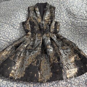 Vince Camuto Black and Gold Mini Dress